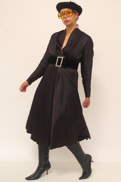 Vestido acetinado rodado preto - comprar online