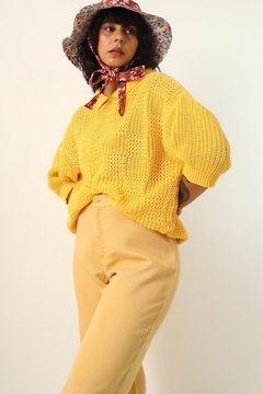 Pulôver tricot grosso amarelo