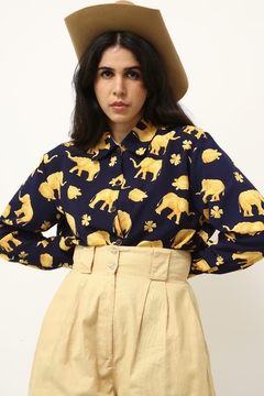 Camisa elefante amarelo vintage