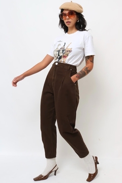 calça cintura alta bag marrom vintage - comprar online