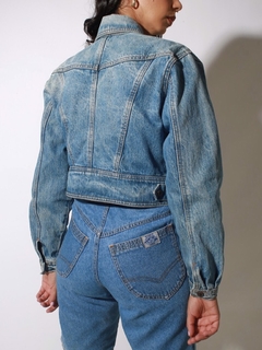 Jaqueta cropped jeans ombreira jeans grosso na internet