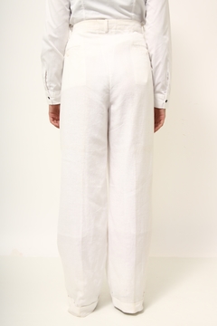 Calça linho branca cintura mega alta - comprar online