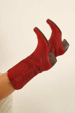 Bota cowboy camurça vermelha forrada SPOT SHOES 37 - comprar online