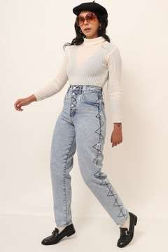 calça jeans cintura mega alta vintage na internet