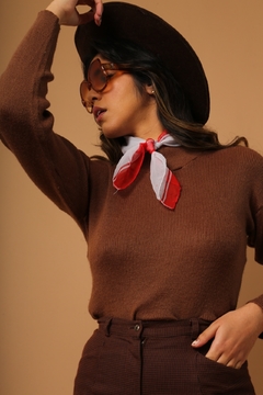 Blusa tricot marrom macia vintage - Capichó Brechó