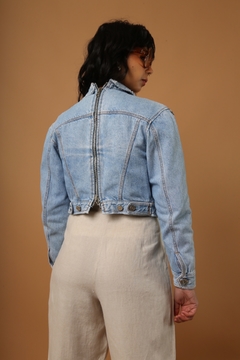 Jaqueta jeans cropped ziper costas PP \