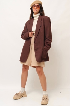 Blazer oversize marrom com ombreira - loja online