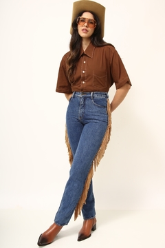 Camisa marrom vintage classica western - comprar online