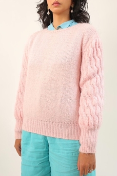tricot manga bufante rosa textura na internet