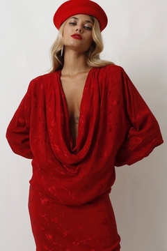 vestido vermelho decote 80’s glamour - loja online