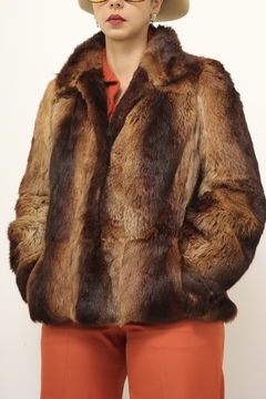 Casaco de pele forrado marrom vintage - loja online