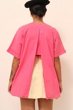 Camisa rosa 100% algodão costas aberta - Capichó Brechó