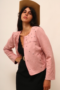 Jaqueta rosa tachas estrelinhas western - comprar online