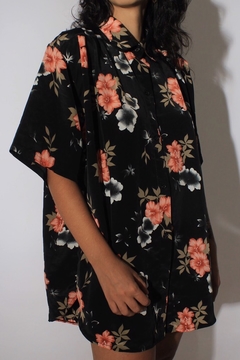 Camisa longa viscose  ombreira flores - loja online