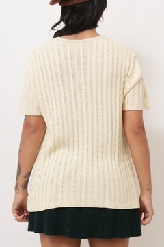 Blusa tricot off white tranças vintage - loja online