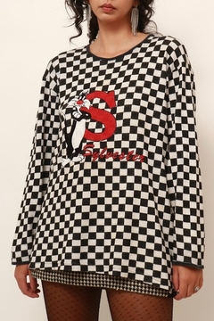 Blusa xadrez frajola frente vintage na internet