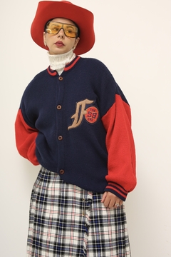 Cardigan tricot pulover esportivo manga bicolor - loja online