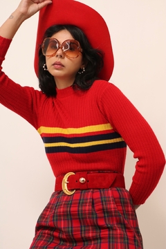 tricot vermelho listras vintage 79’s