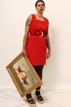Vestido veludo vermelho vintage - loja online