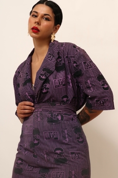 Conjunto saia + blazer roxo vintage - comprar online