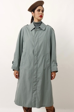 trench coat verde mint forrado longo - loja online