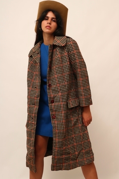 casaco xadrez em lã vintage forrado