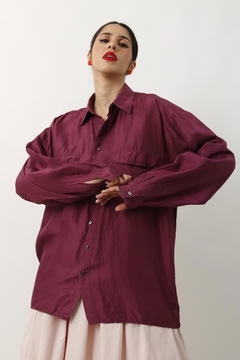 camisa 100 % seda roxa ampla GG na internet