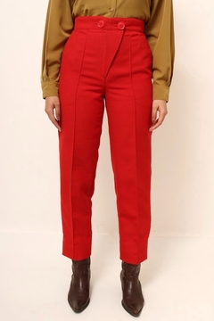 Imagem do calça cintura alta alfaiataria vermelha