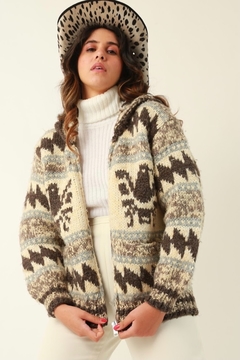 Casaco lã bem pesado com capuz vintage - comprar online