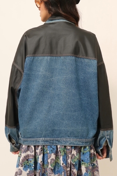 Jaqueta jeans co couro fake cowboy LAS VEGAS JOE - comprar online