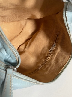 Bolsa couro azul bebe ombro recorte vintage - loja online