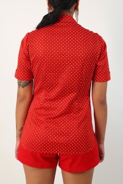camisa poá vermelha vintage - loja online