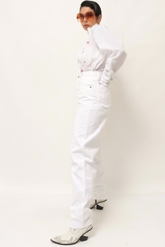 calça bag branca jeans 38 cintura alta na internet