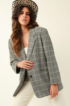 Blazer xadrez forrado classico vintage - Capichó Brechó