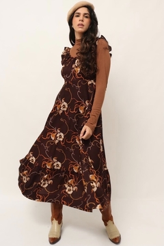 Imagem do vestido marrom flores vintage