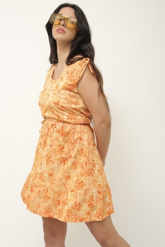 Vestido laranja curto tira amarração vintage - comprar online