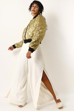 jaqueta cropped dourada forrada - loja online