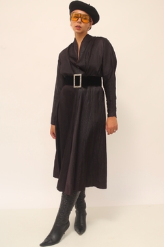 Vestido acetinado rodado preto - loja online