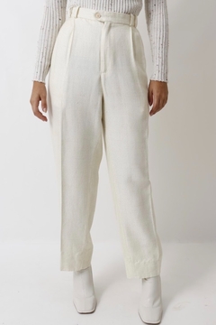 Imagem do Conjunto branco calça + blazer cru vintage