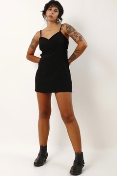 mini vestido preto aveludado vintage 90’s - loja online