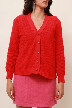 Imagem do cardigan tricot vermelho vintage