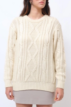 tricot grosso creme textura vintage - comprar online