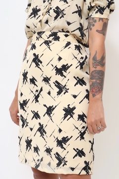 conjunto estampado saia + blusa vintage - loja online