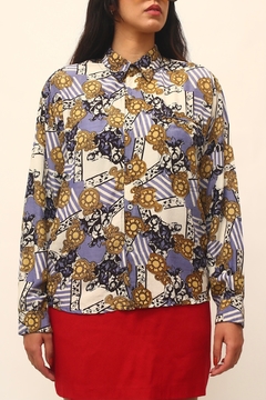 Camisa ombreira estampa marrom vintage - loja online