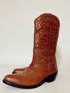 bota western marrom couro bege 39/40 - comprar online