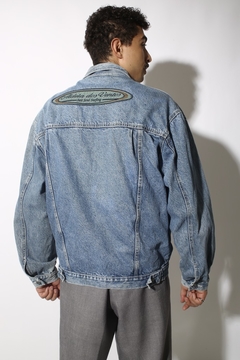 Jaqueta jeans bordado costas manga bufante - loja online