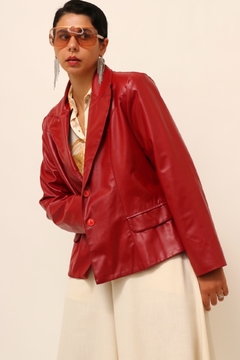 jaqueta vermelha couro fake forrada - comprar online