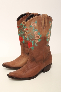 Bota bordada em couro vintage flores 39 - comprar online