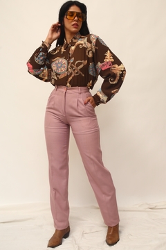 Calça rosa antigo cintura alta - loja online