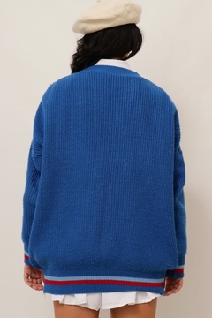 Pulover azul tricot litras colege vermelho barra - loja online